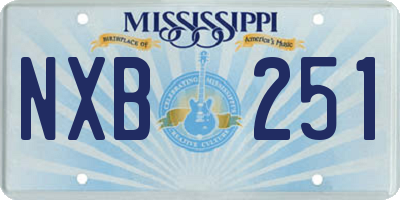 MS license plate NXB251