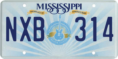 MS license plate NXB314