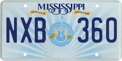 MS license plate NXB360