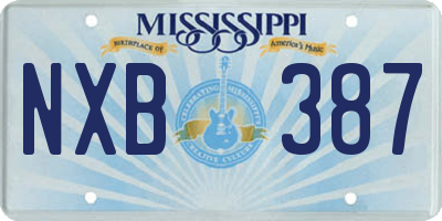 MS license plate NXB387