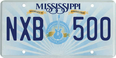 MS license plate NXB500