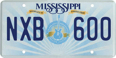 MS license plate NXB600