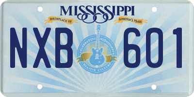 MS license plate NXB601