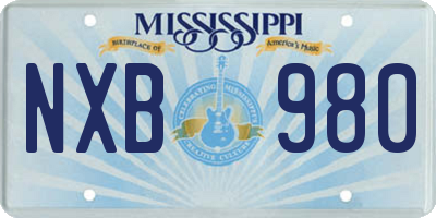 MS license plate NXB980