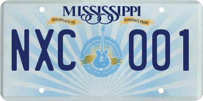 MS license plate NXC001