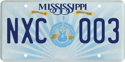 MS license plate NXC003