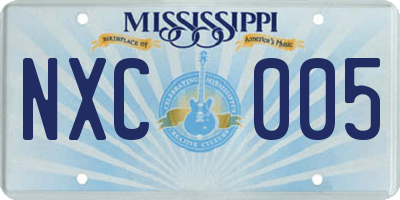 MS license plate NXC005