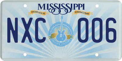 MS license plate NXC006