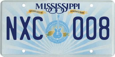 MS license plate NXC008