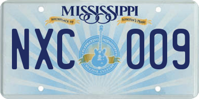 MS license plate NXC009