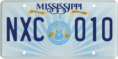 MS license plate NXC010