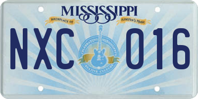 MS license plate NXC016