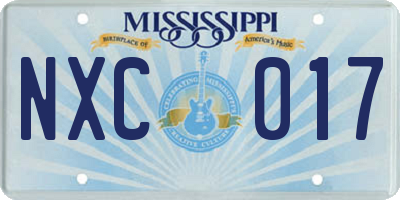 MS license plate NXC017