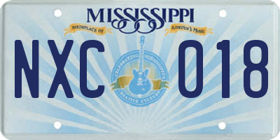MS license plate NXC018