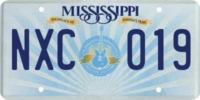 MS license plate NXC019