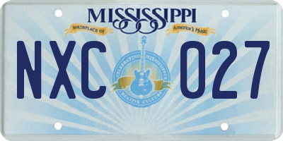 MS license plate NXC027