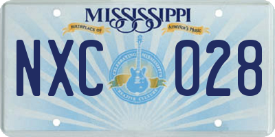 MS license plate NXC028