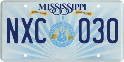 MS license plate NXC030