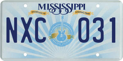 MS license plate NXC031