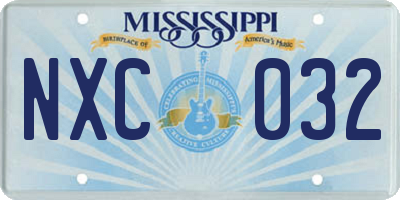 MS license plate NXC032