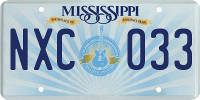 MS license plate NXC033