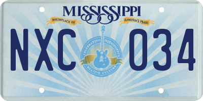 MS license plate NXC034