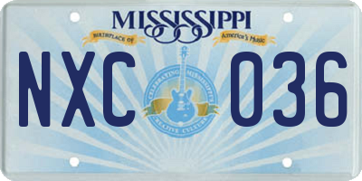 MS license plate NXC036