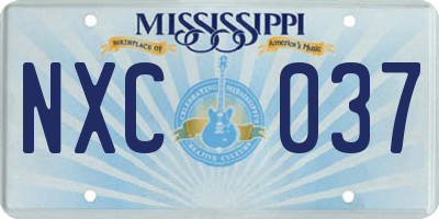 MS license plate NXC037