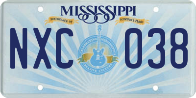 MS license plate NXC038
