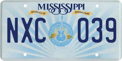 MS license plate NXC039