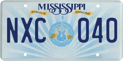MS license plate NXC040