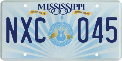 MS license plate NXC045