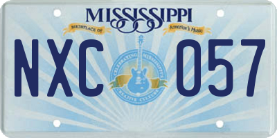 MS license plate NXC057