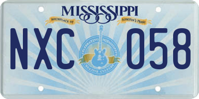 MS license plate NXC058