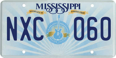 MS license plate NXC060