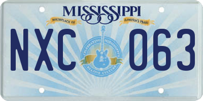 MS license plate NXC063