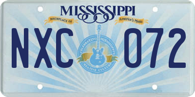 MS license plate NXC072