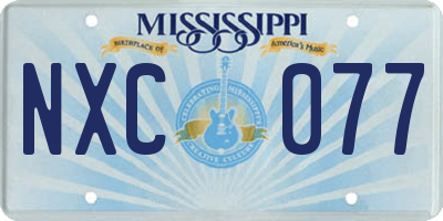 MS license plate NXC077