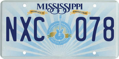 MS license plate NXC078