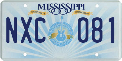 MS license plate NXC081