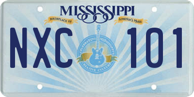 MS license plate NXC101