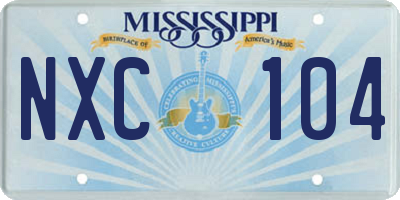 MS license plate NXC104