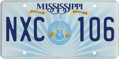 MS license plate NXC106