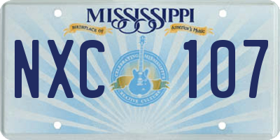 MS license plate NXC107