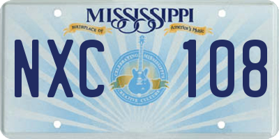 MS license plate NXC108