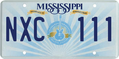 MS license plate NXC111