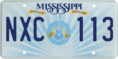 MS license plate NXC113