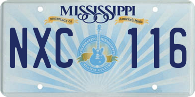 MS license plate NXC116