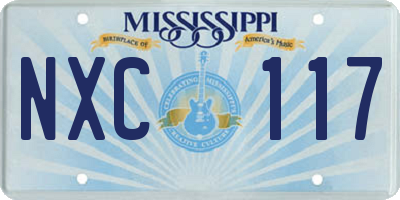 MS license plate NXC117