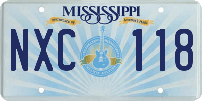 MS license plate NXC118